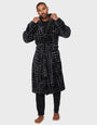 Taurus Charcoal Checked Hooded Dressing Gowns