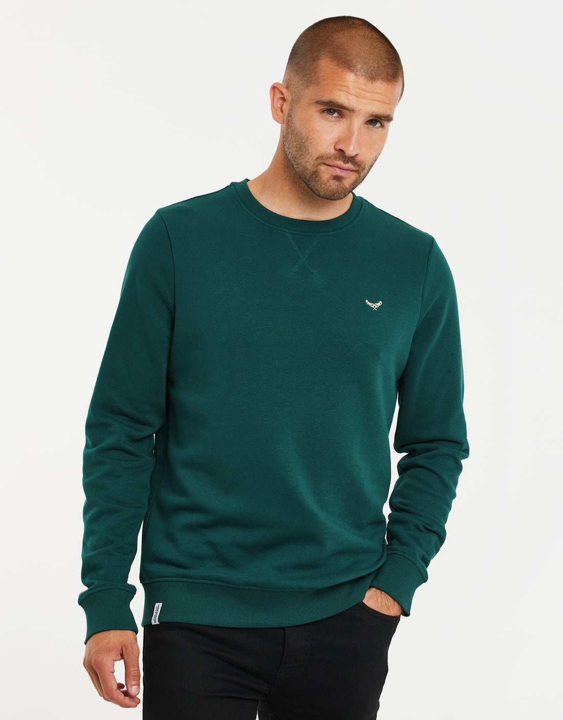 Men's Teal Green Crew Neck Fleece Sweatshirt – Threadbare