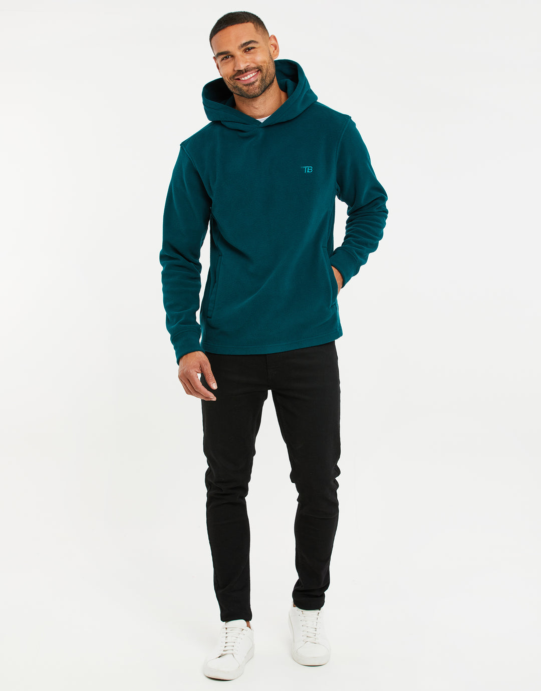 Teal Green Microfleece Overhead Hoodie