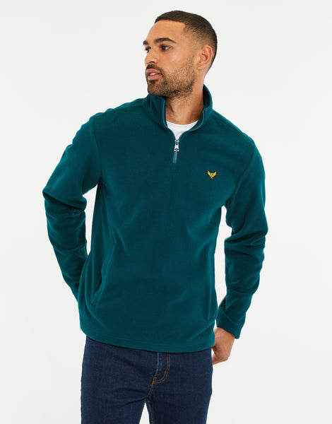 Men's Teal Green Outdoors Quarter Zip Pullover Fleece Sweatshirt ...