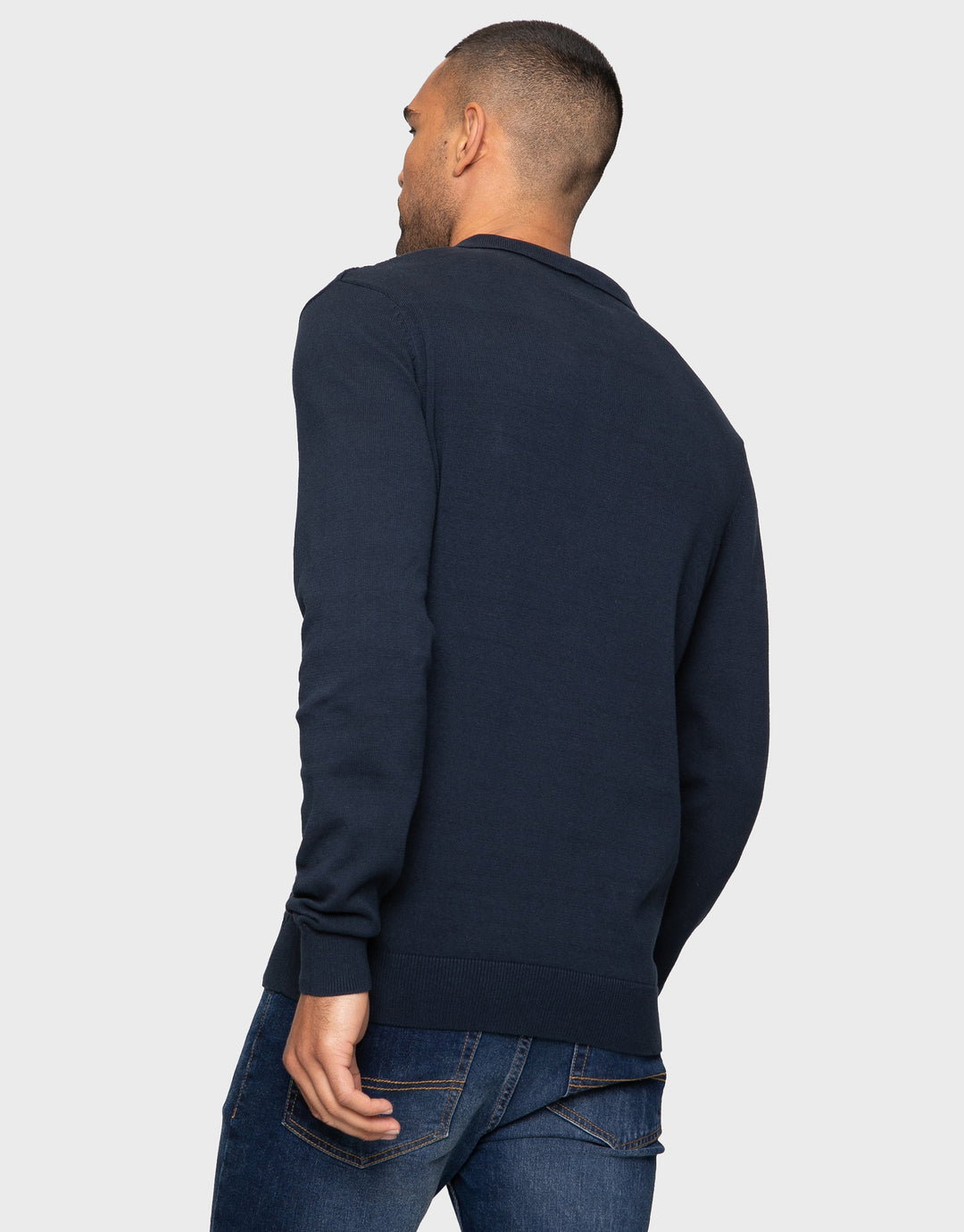 Thorton Navy Plain Textured Polo