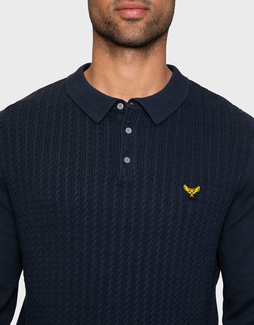 Thorton Navy Plain Textured Polo