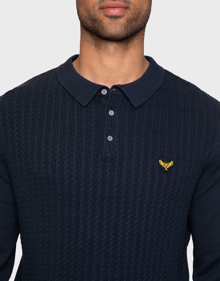 Thorton Navy Plain Textured Polo