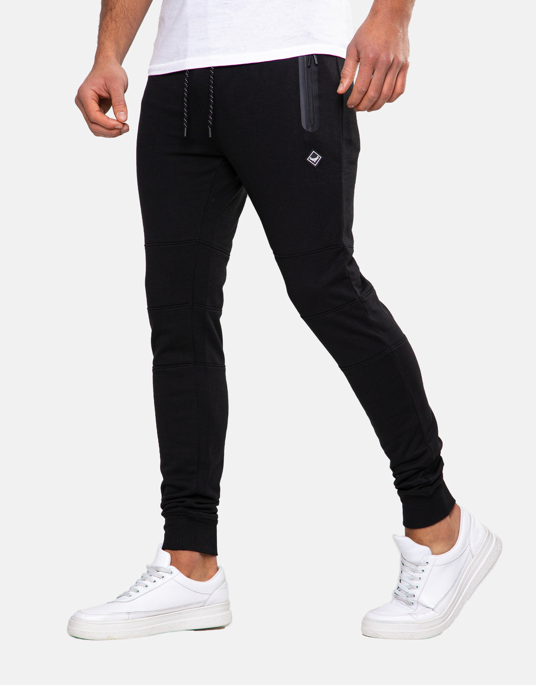 Tristain Black Plain Slim Fit Joggers