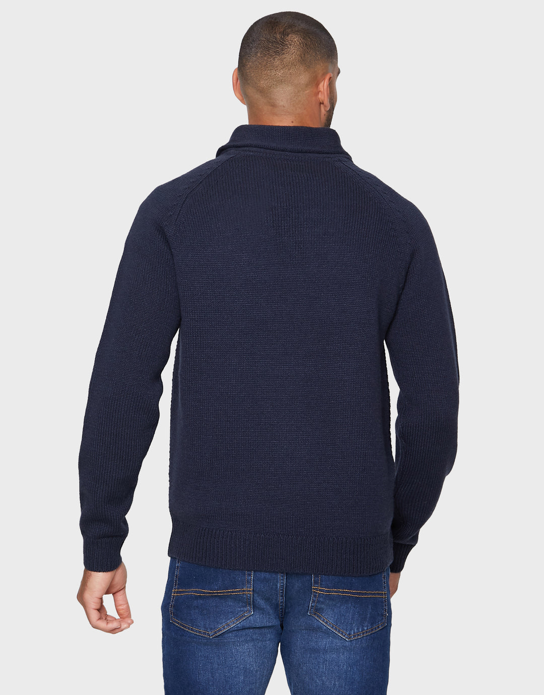 Trojan Navy Plain Shawl Collar Jumpers