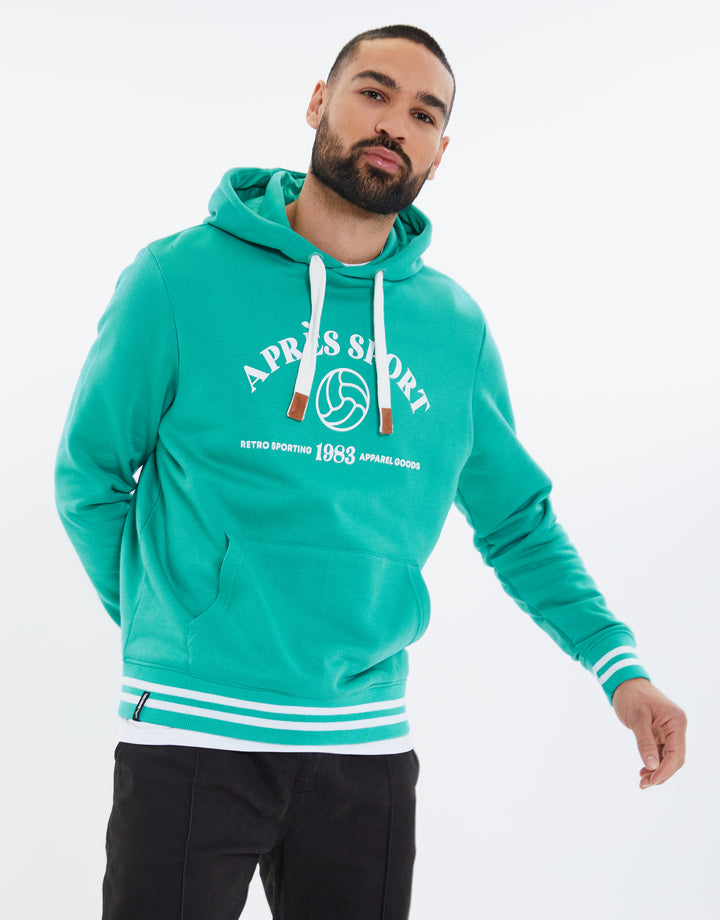 Turquoise Varsity Hoodie with Kangaroo Pocket
