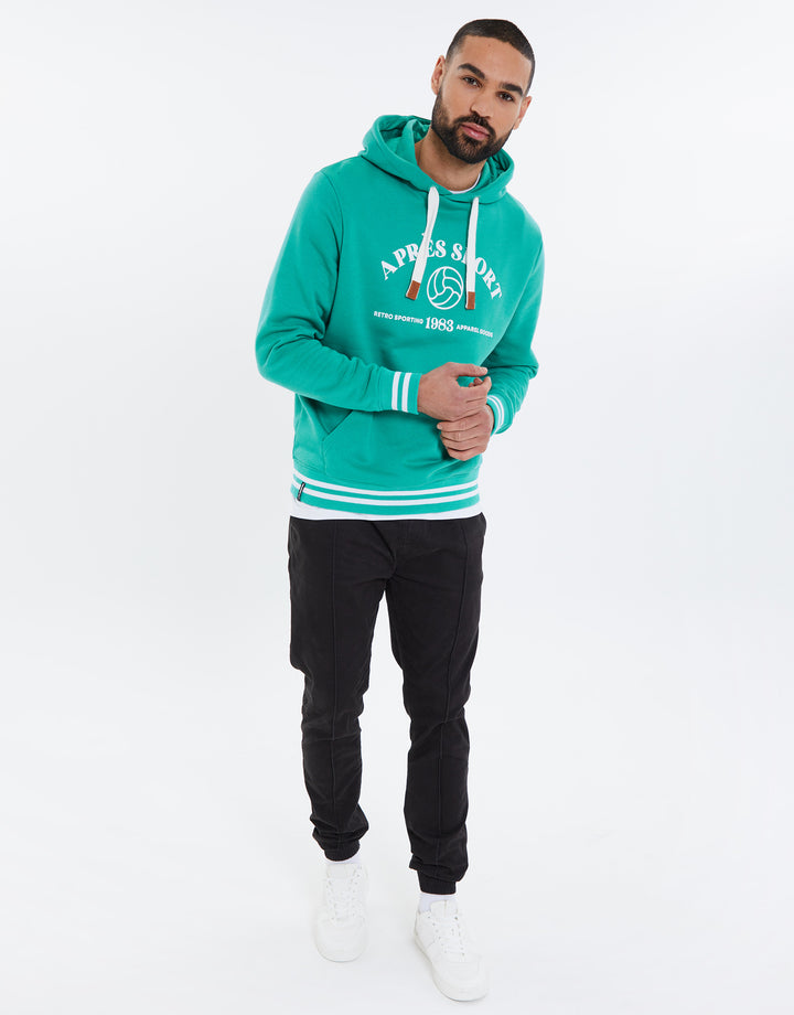 Turquoise Varsity Hoodie with Kangaroo Pocket