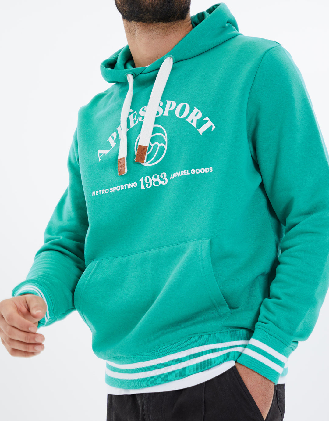 Turquoise Varsity Hoodie with Kangaroo Pocket