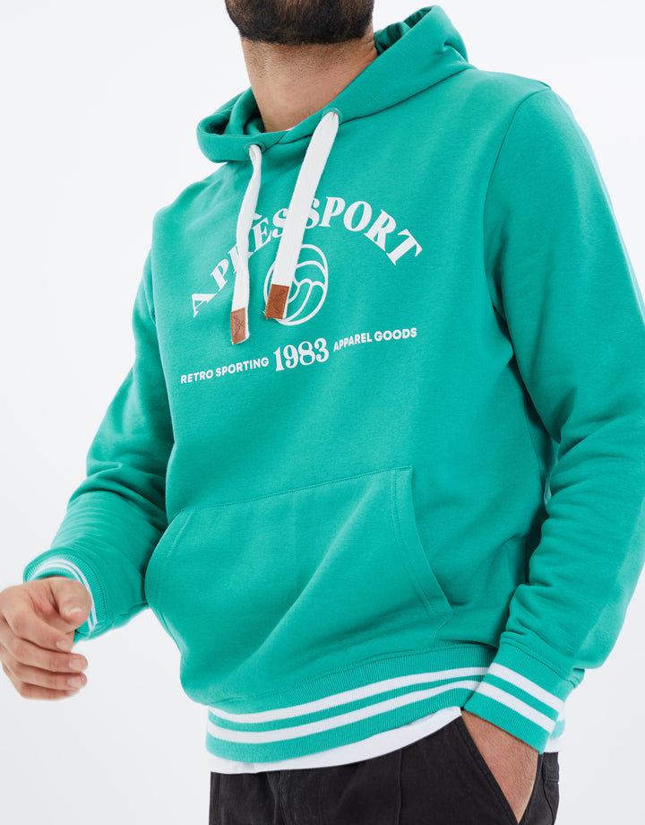Turquoise Varsity Hoodie with Kangaroo Pocket