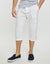 White 3/4 Length Linen Blend Cargo Trousers