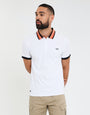 White Contrast Rib Collar Polo Shirt