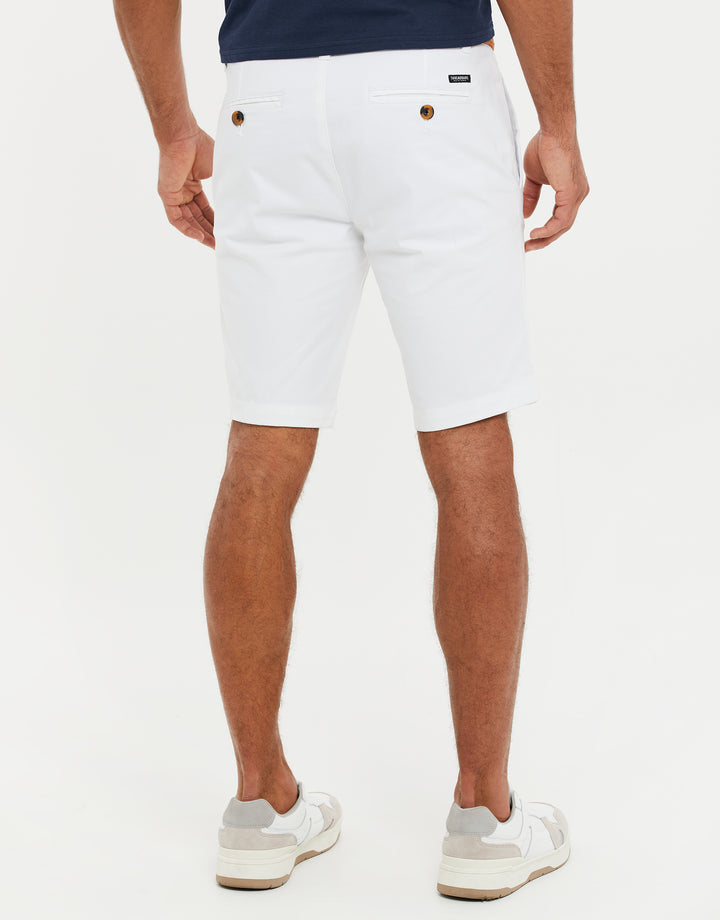 White Belted Chino Shorts