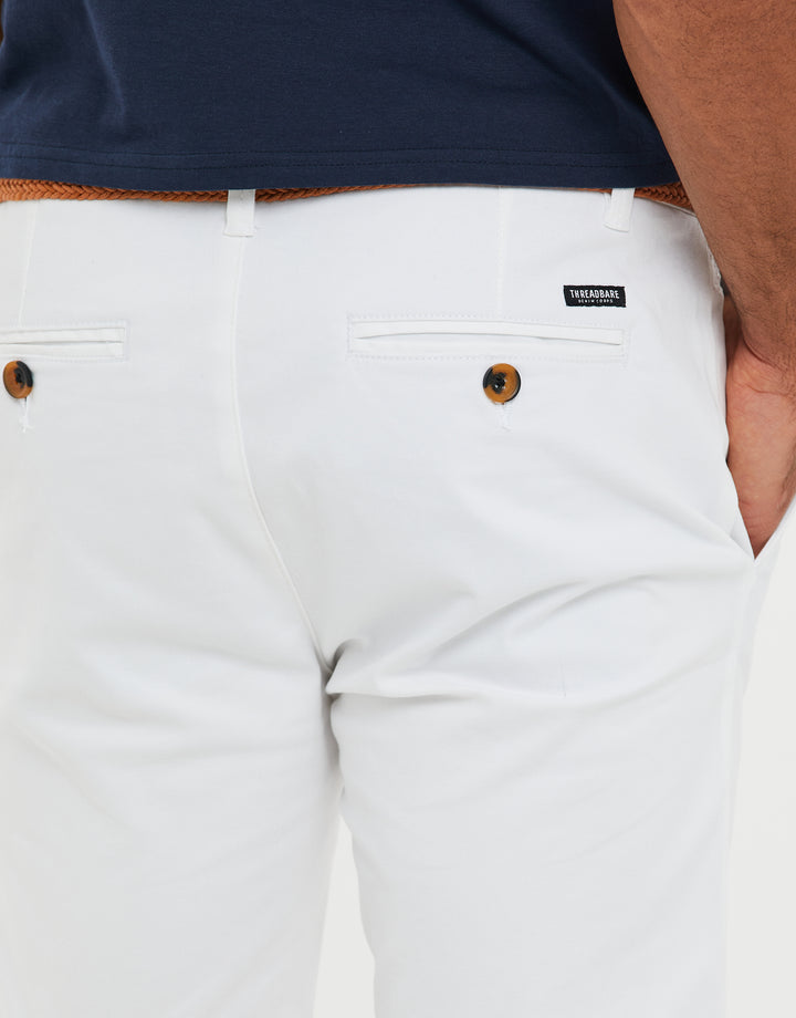 White Belted Chino Shorts