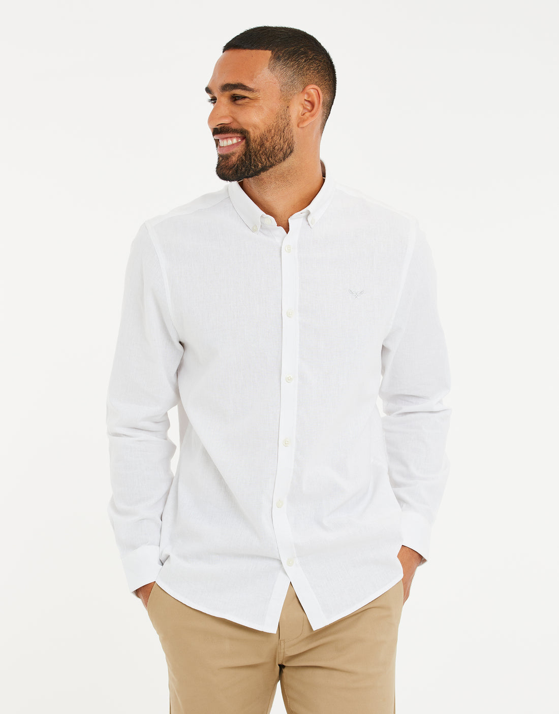Men's White Cotton Linen Lightweight Long Sleeve Shirt – Threadbare