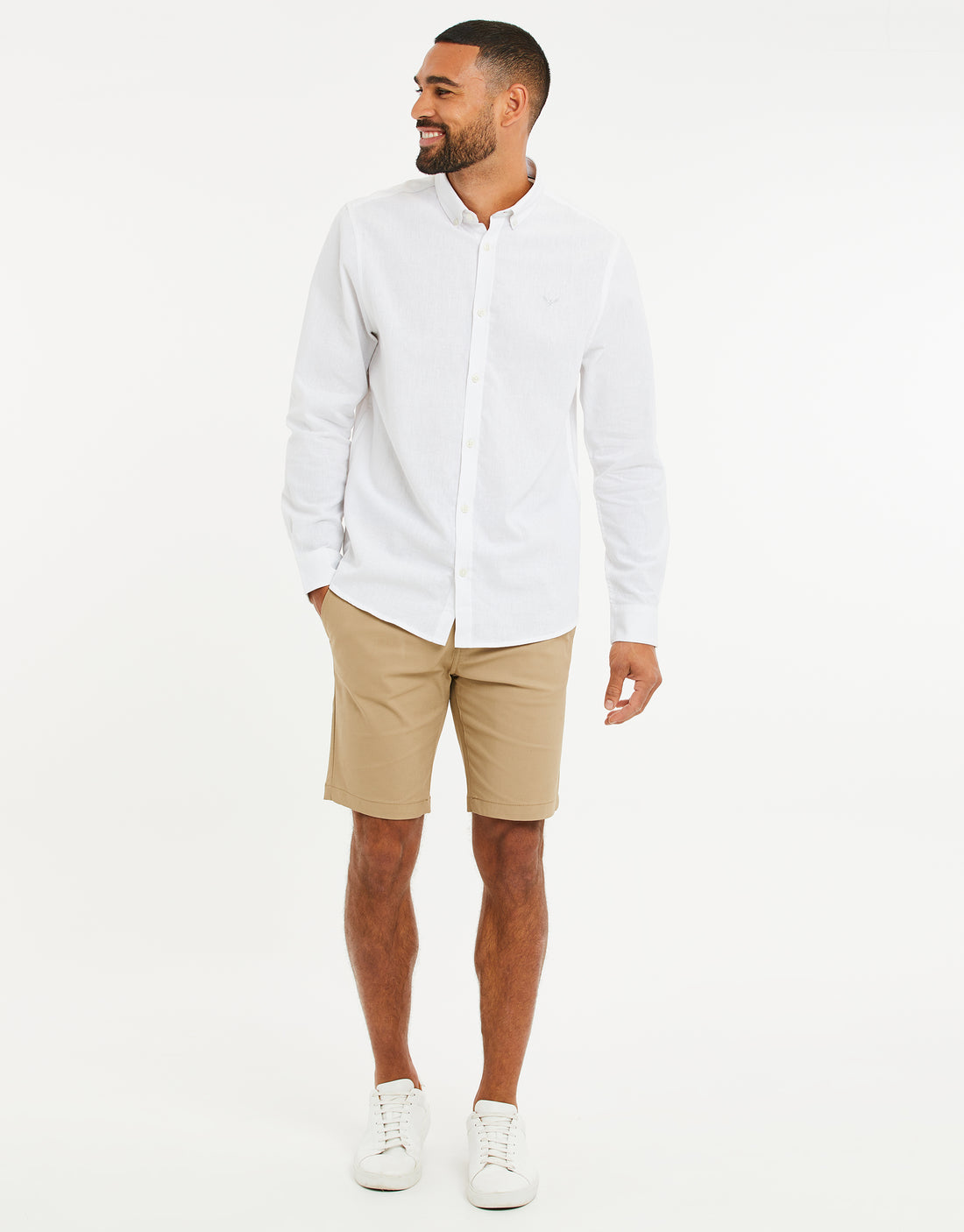Men's White Cotton Linen Lightweight Long Sleeve Shirt – Threadbare