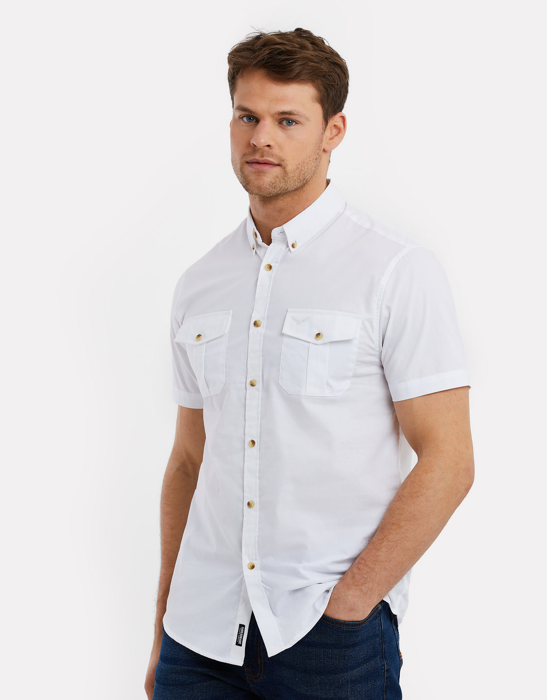 Men's White Cotton Poplin Short Sleeve Shirt – Threadbare
