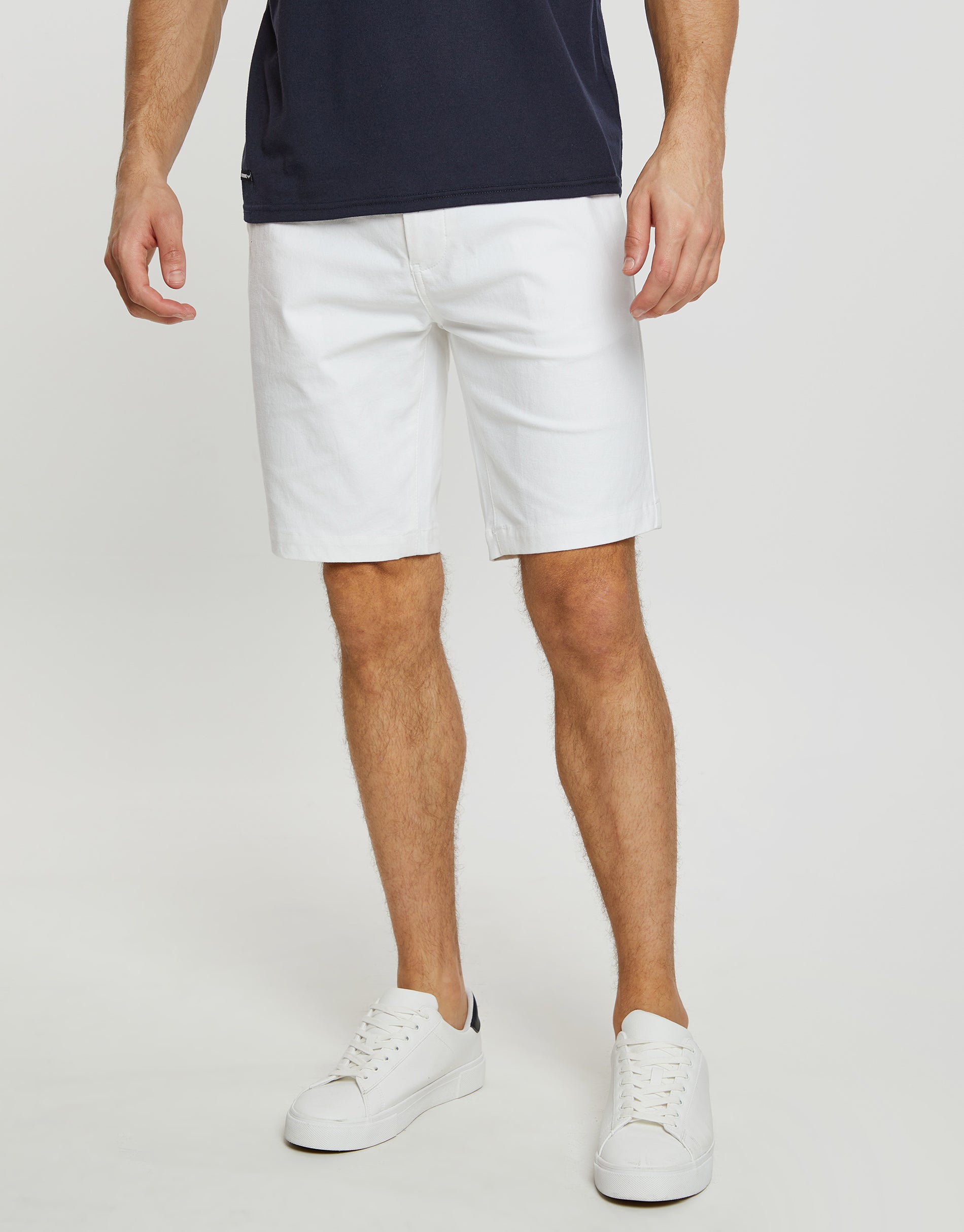 Threadbare Men's White Cotton Slim Fit Chino Shorts