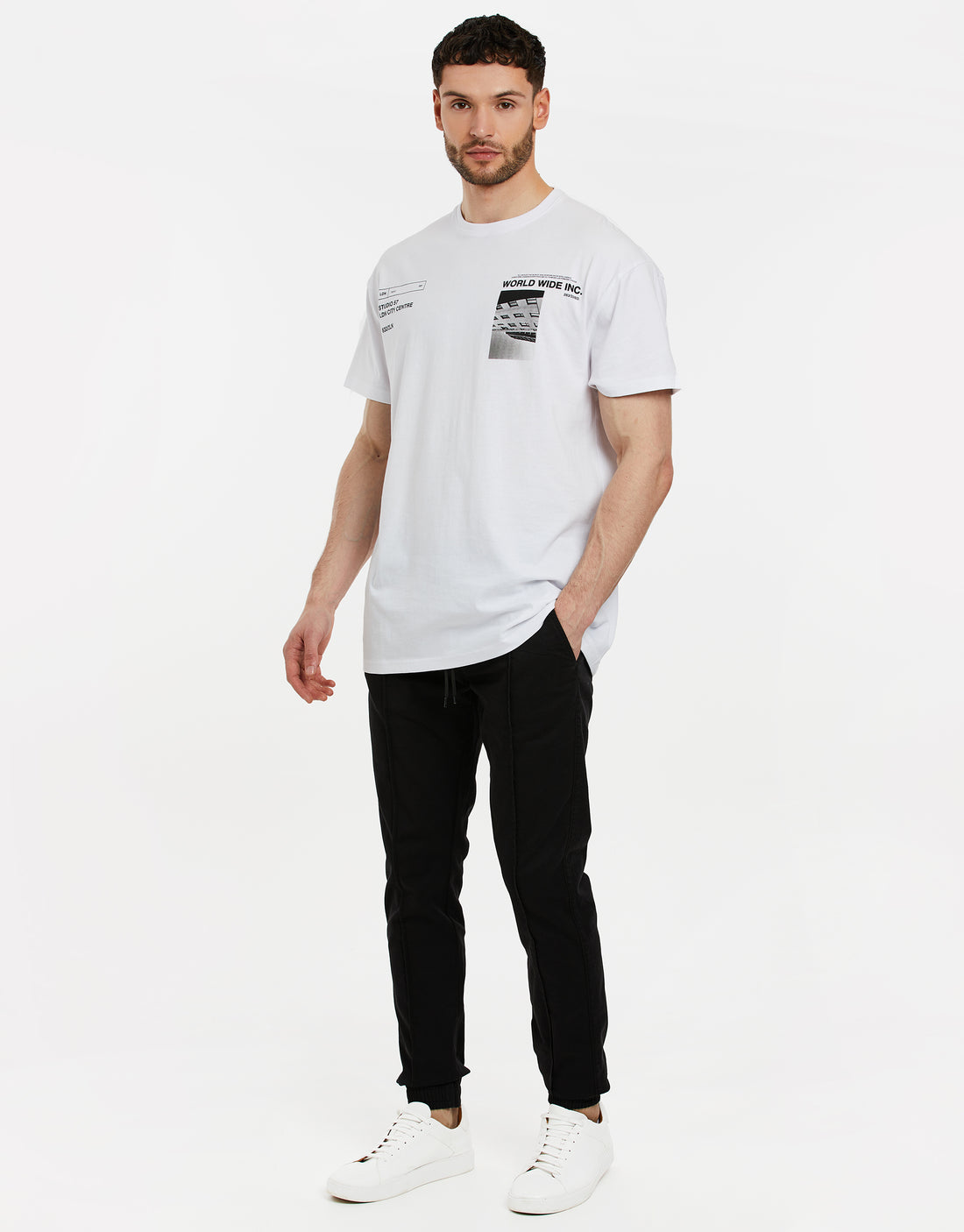 Men's White Graphic Print Short Sleeve Crew Neck Oversized T-Shirt ...