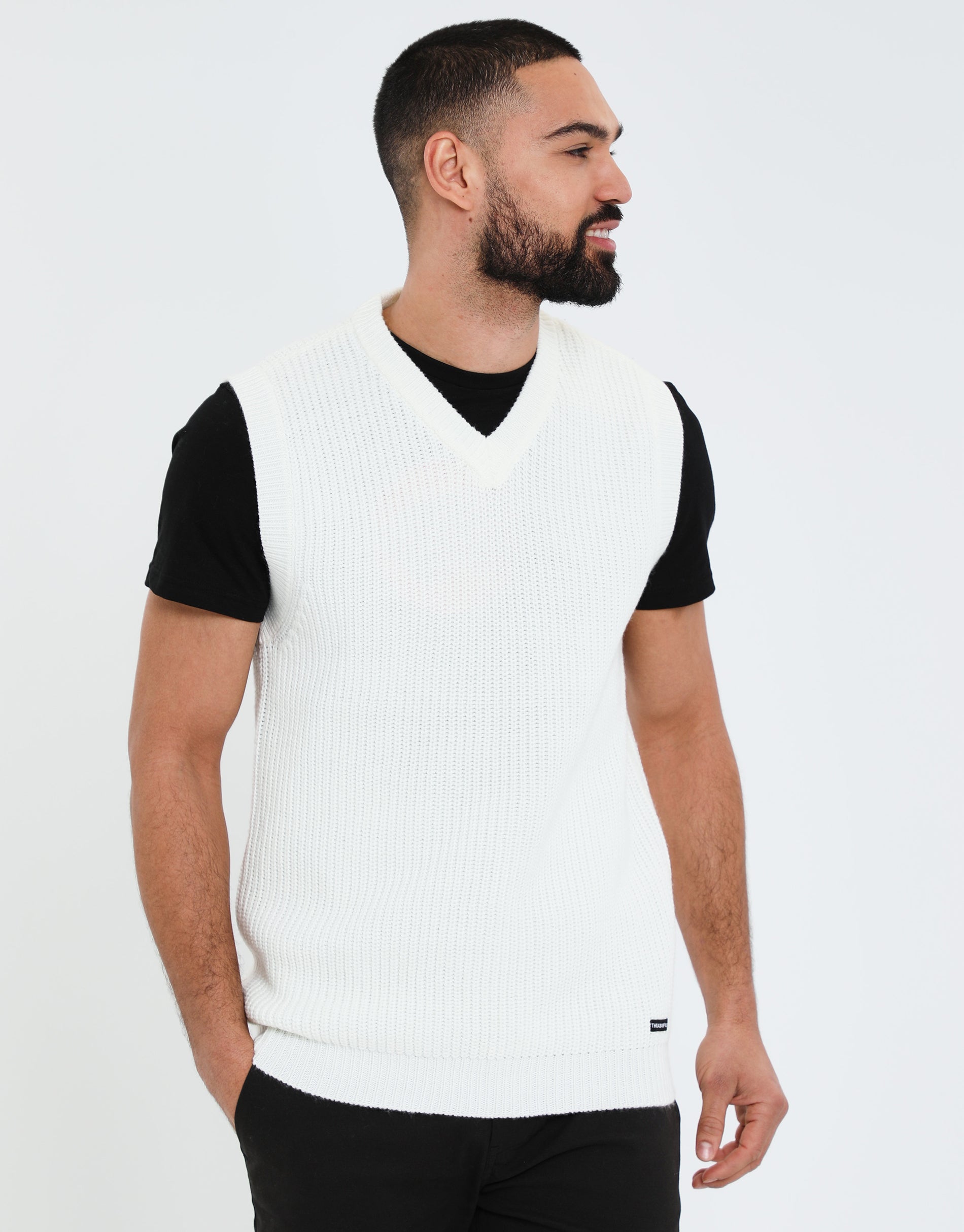 gigimame  Knitted V Neck Vest - white Aayomet Womens Sweater Vest Sleeveless V Neck Ribbed Knit Split