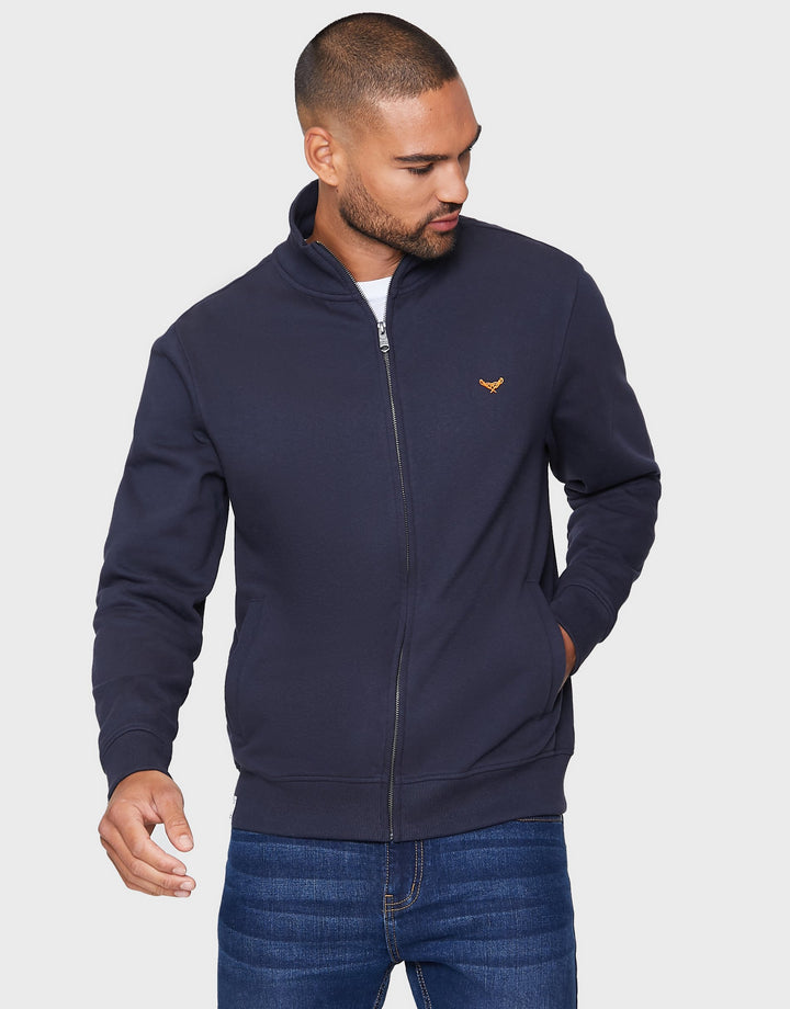 Whylie Navy Plain Funnel Neck Sweatshirt