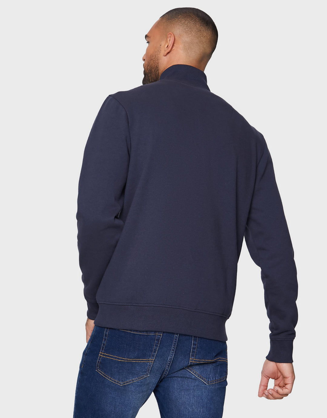 Whylie Navy Plain Funnel Neck Sweatshirt