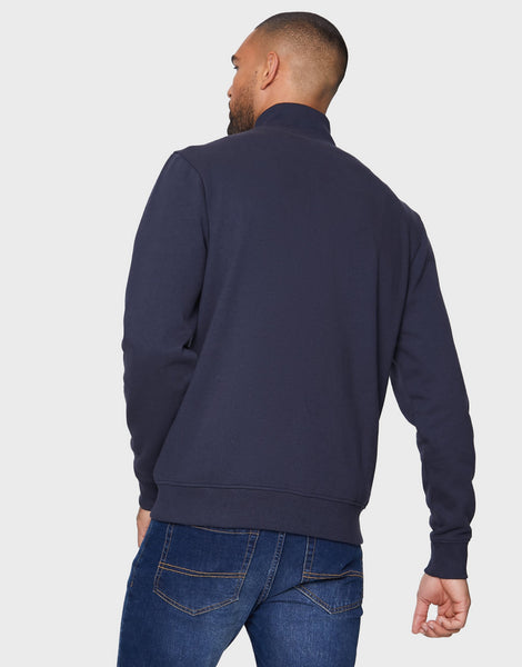 Men's Navy Blue Zip-Up Funnel Neck Fleece Jumper – Threadbare