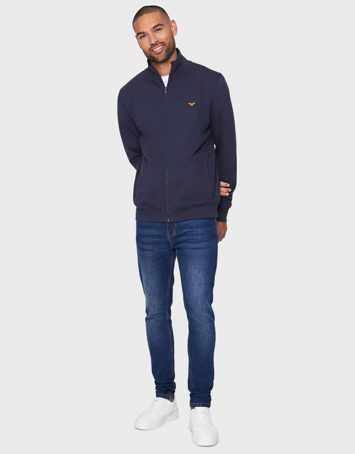 Whylie Navy Plain Funnel Neck Sweatshirt