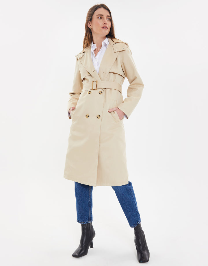 Stone Longline Trench Coat