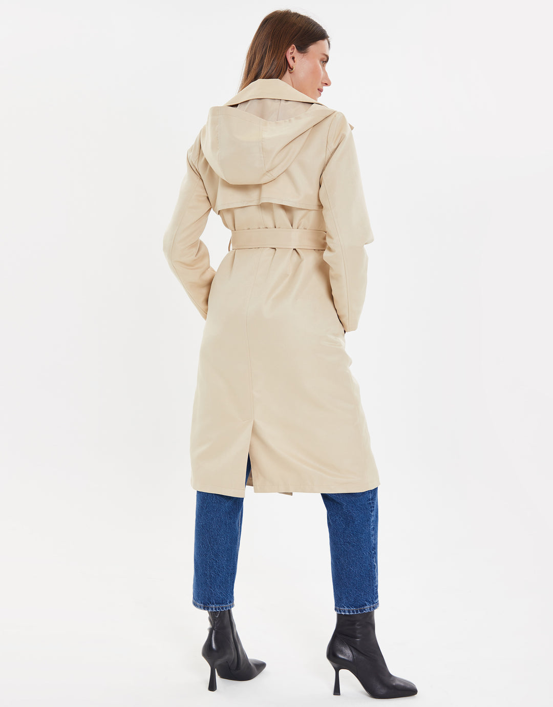 Stone Longline Trench Coat