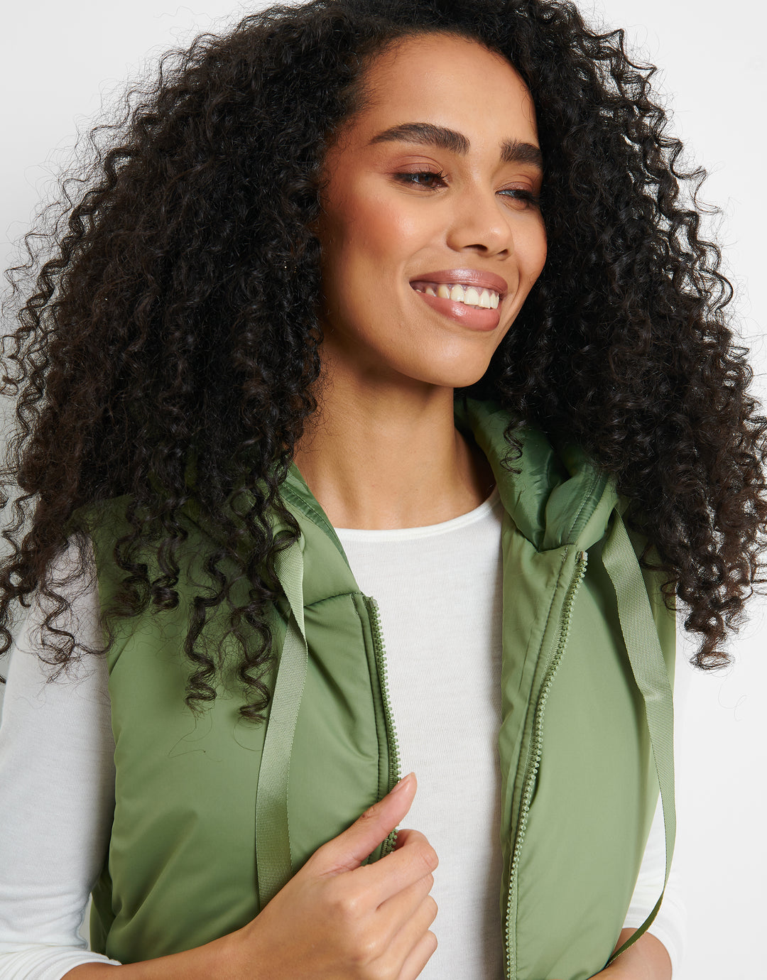 Khaki Green Hooded Padded Gilet