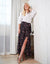 Black Ditsy Floral Print Wrap Midi Skirt