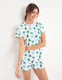 White Cactus Print Pyjamas (2-Piece Set)