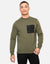 Khaki Green Military Style Sweatshirt