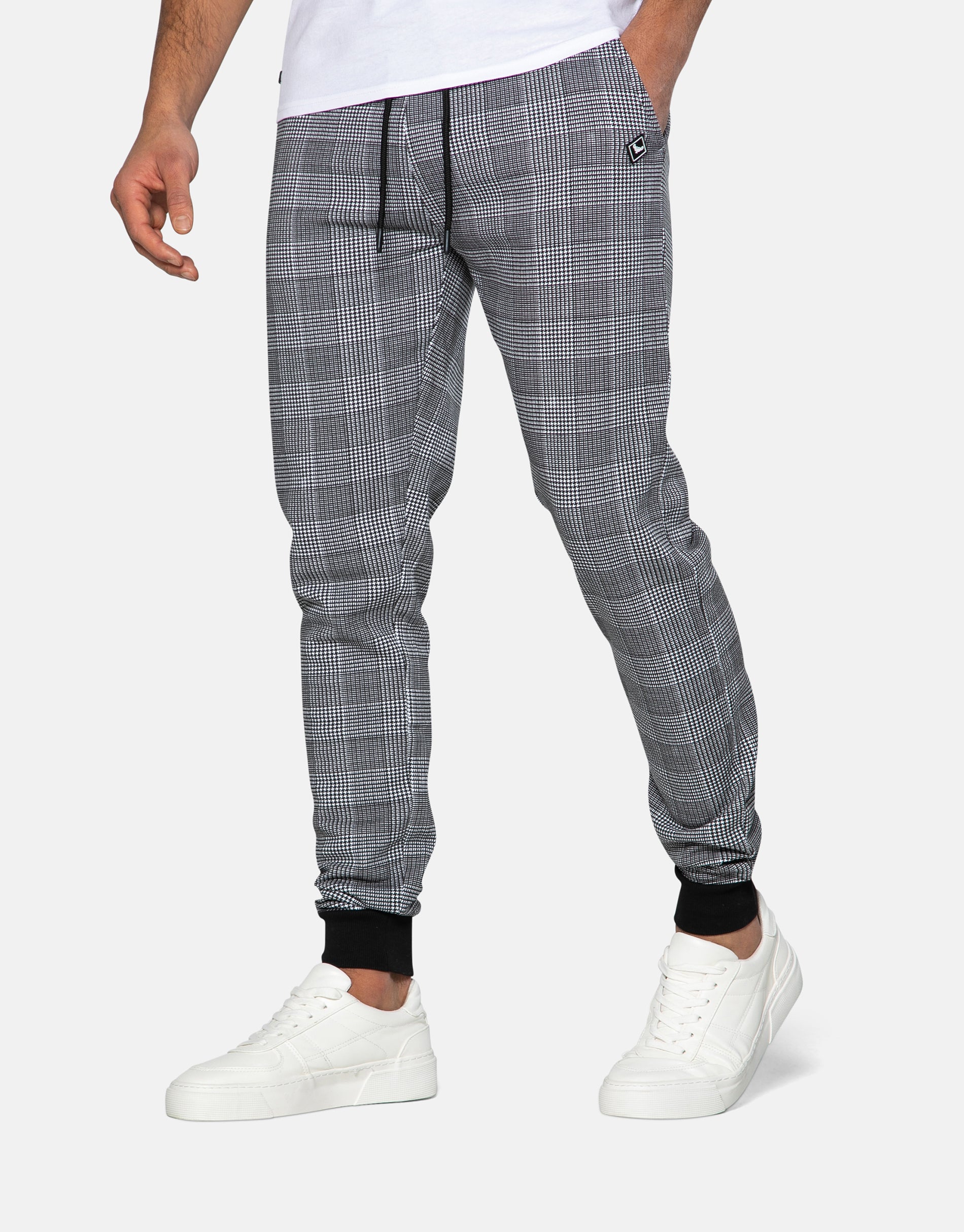 Mens grey check store joggers