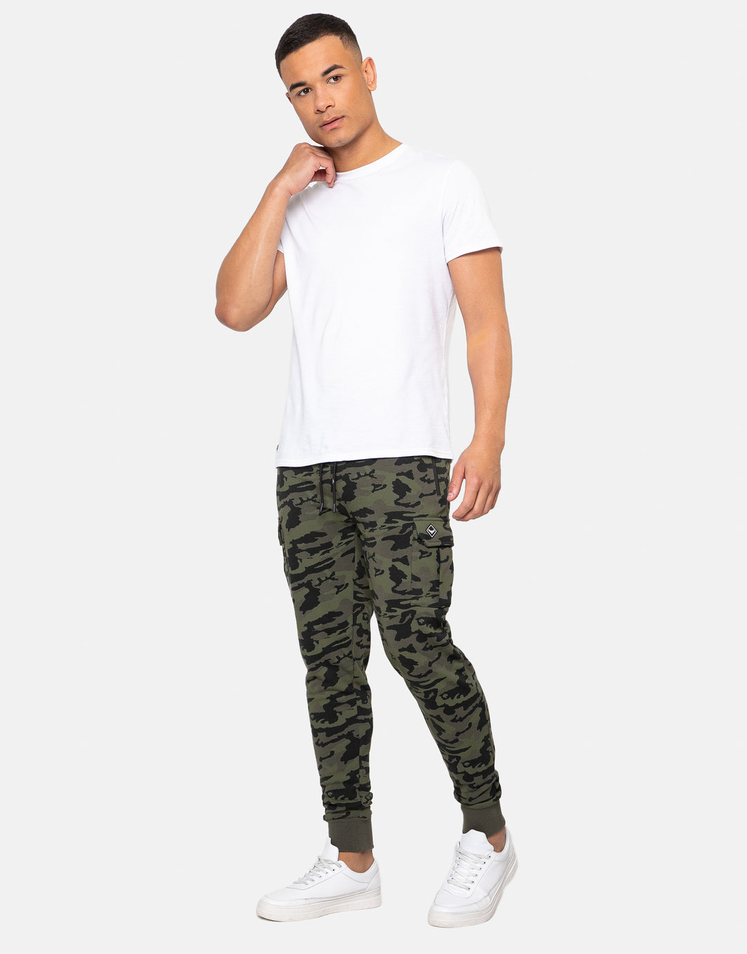 timberlake cargo style camo print joggers