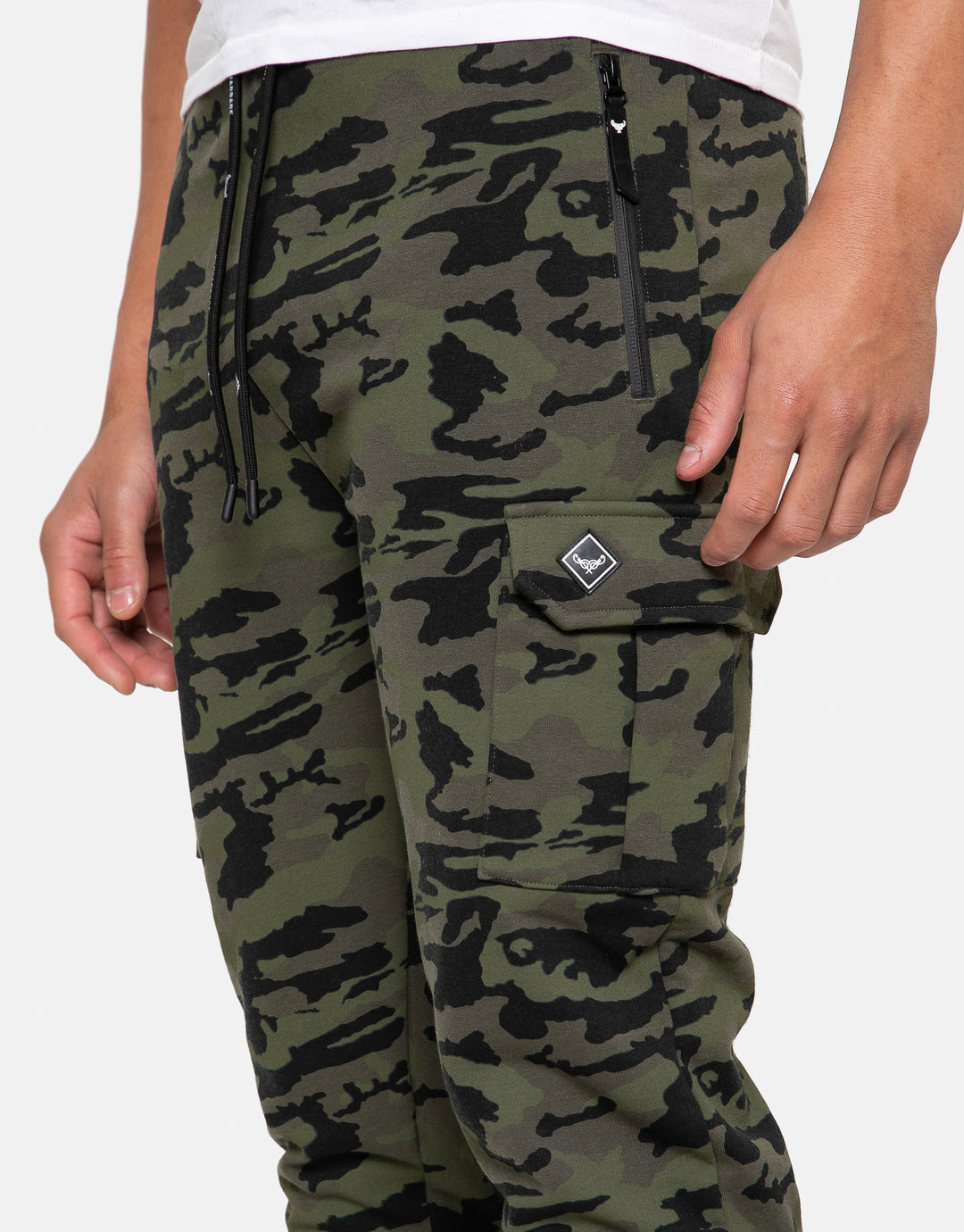 timberlake cargo style camo print joggers