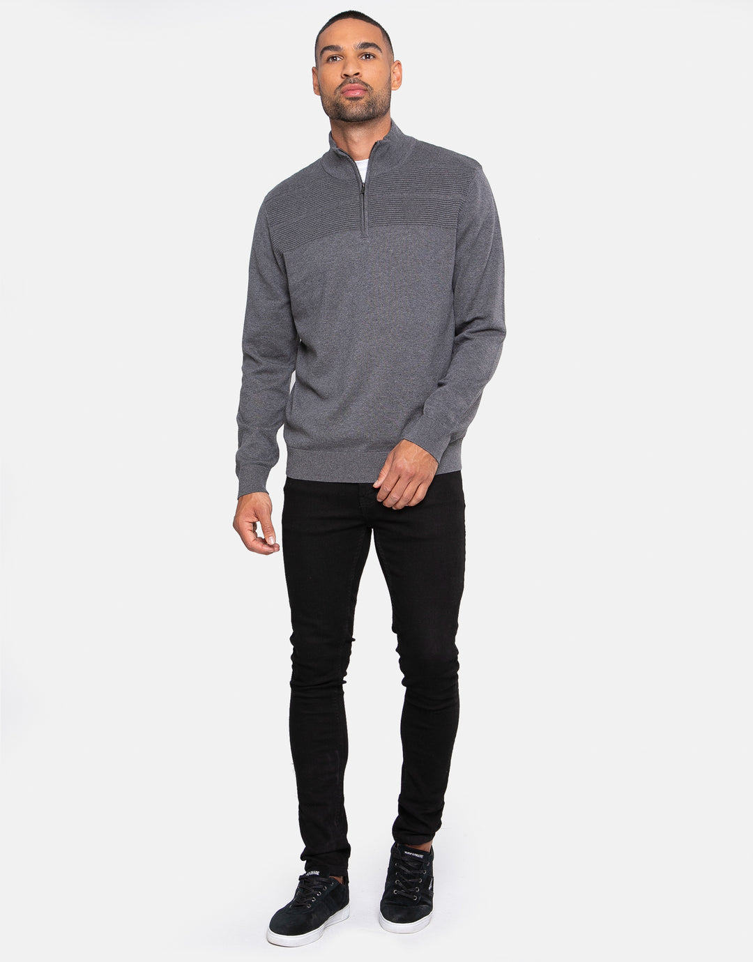 ovis cotton zip neck jumper