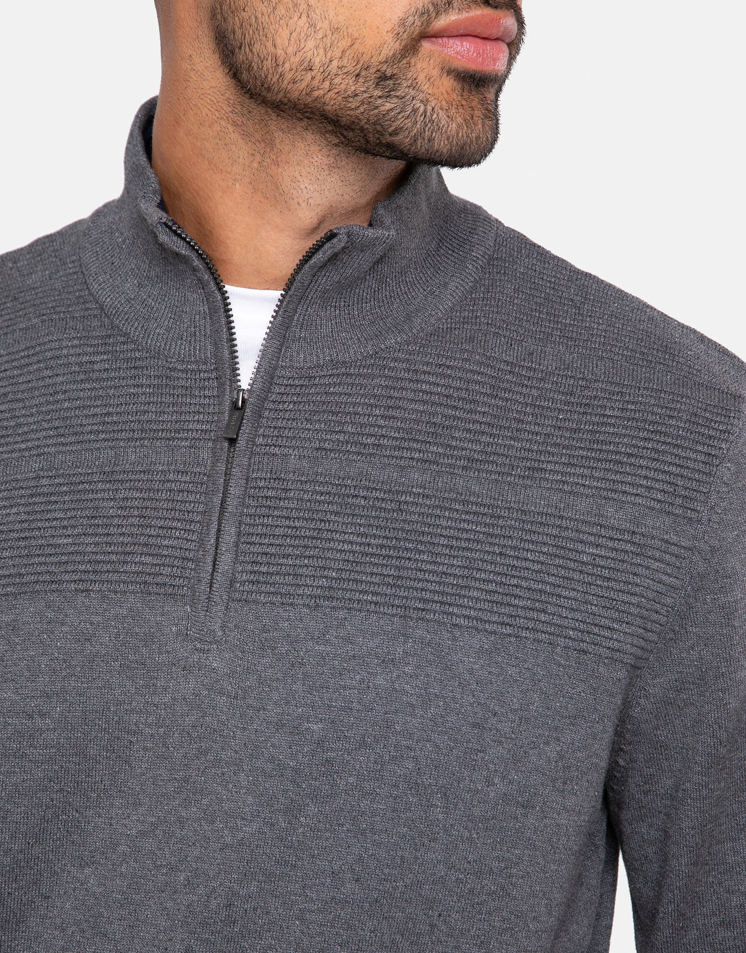ovis cotton zip neck jumper