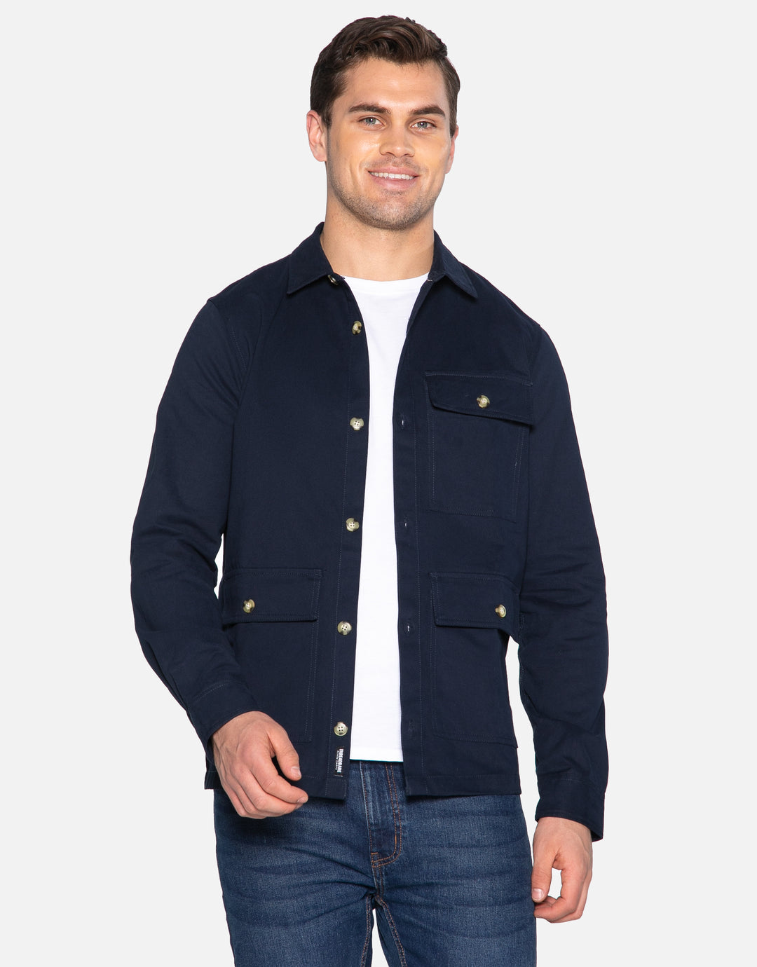 eridge cotton long sleeve overshirt