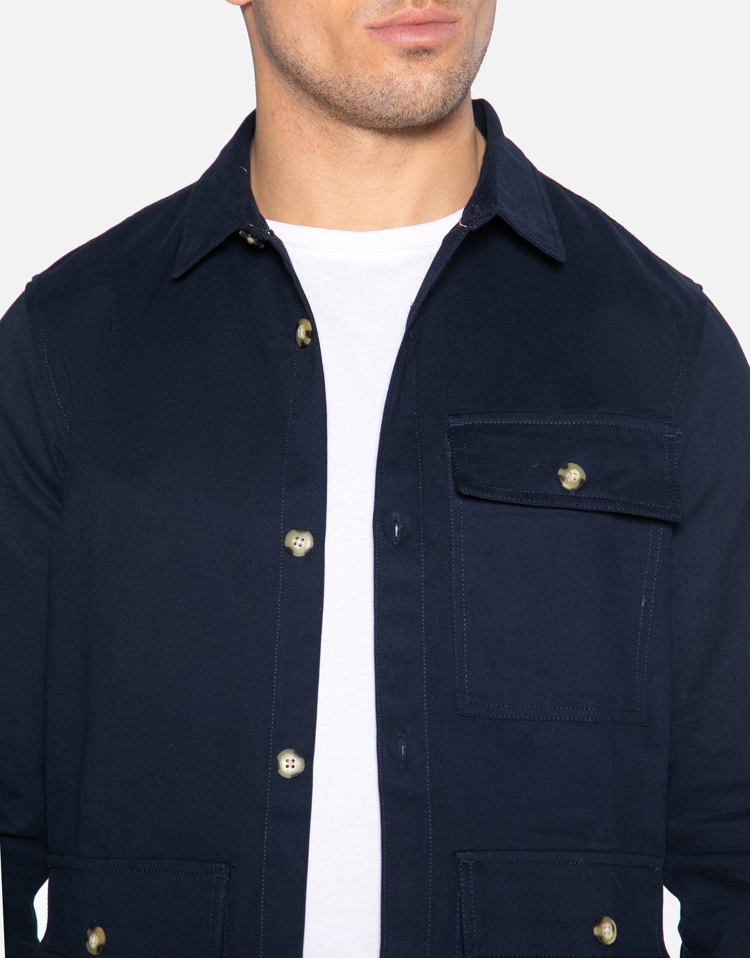 eridge cotton long sleeve overshirt