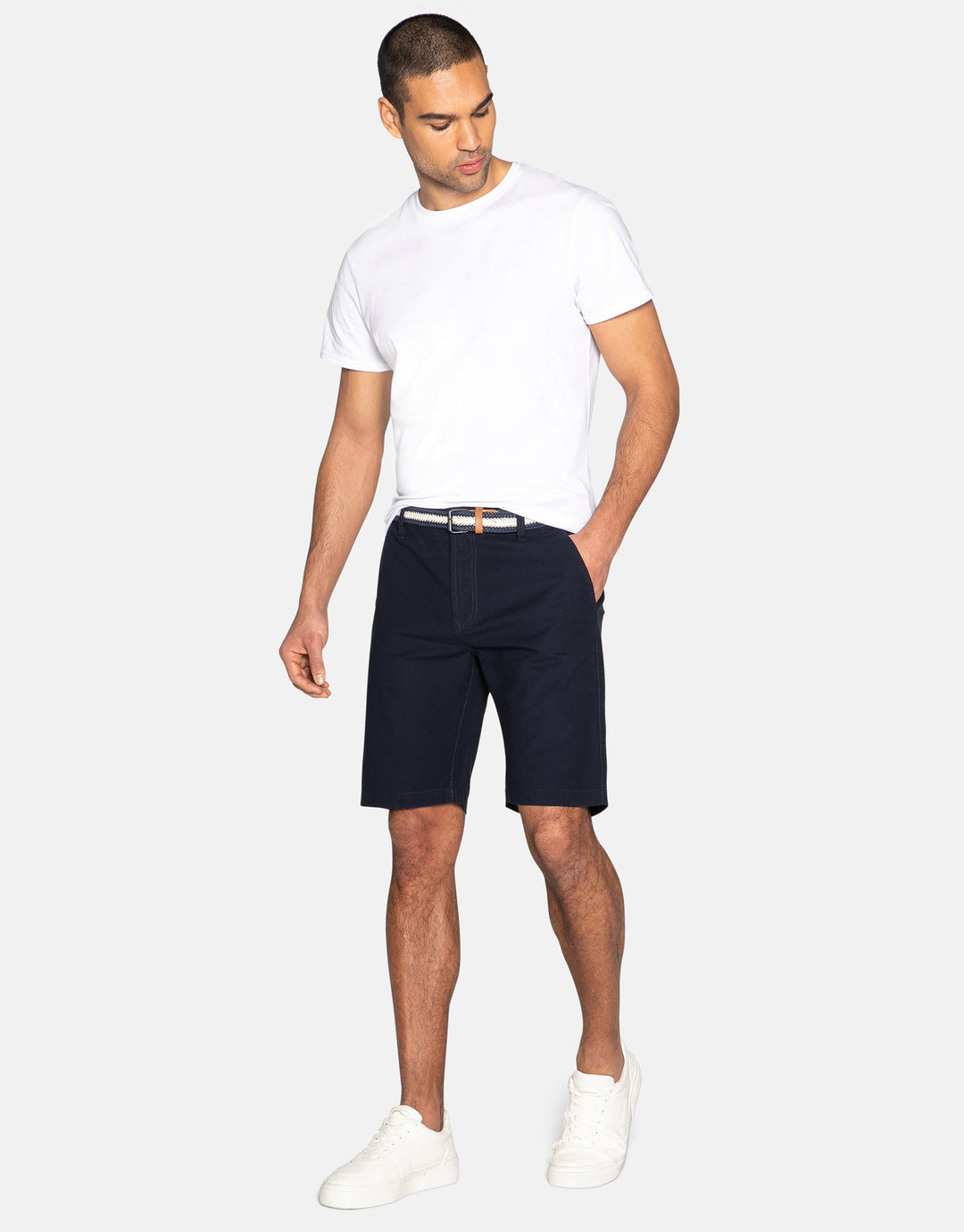 yell belted cotton chino shorts