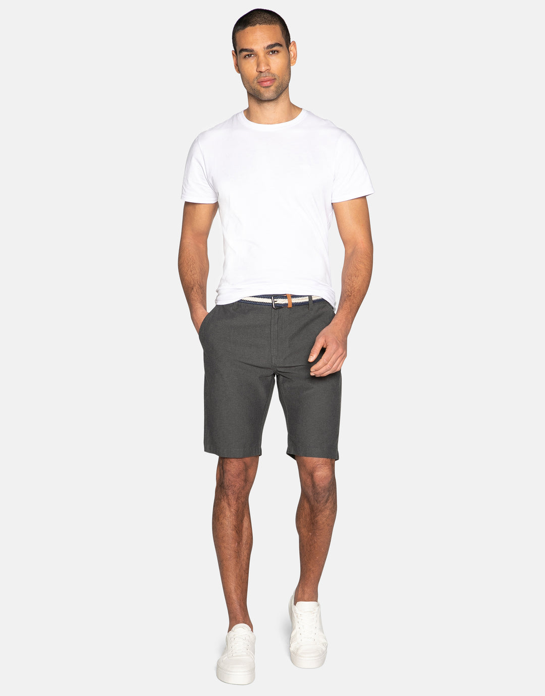 yell belted cotton chino shorts