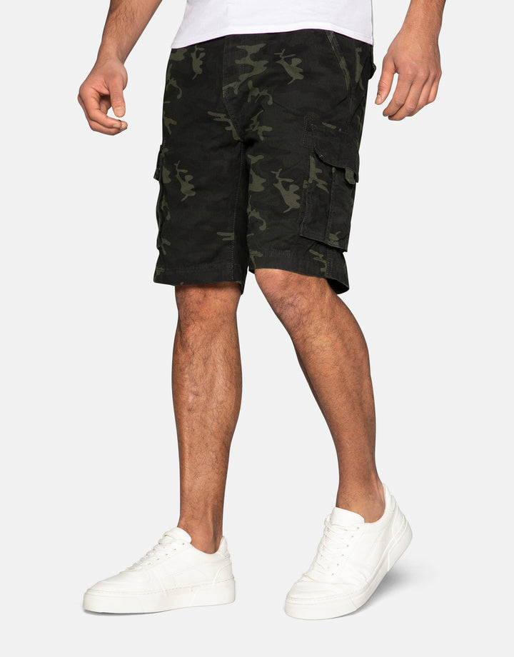 camo print buttane cotton camo shorts