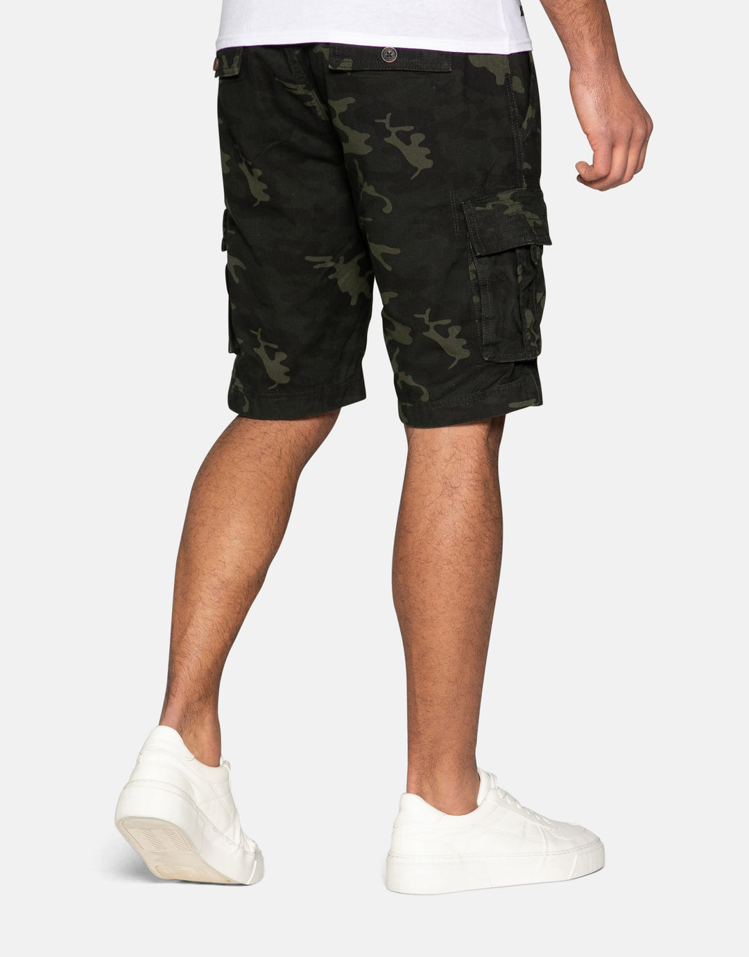 camo print buttane cotton camo shorts