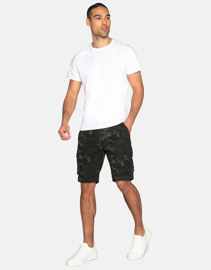 camo print buttane cotton camo shorts
