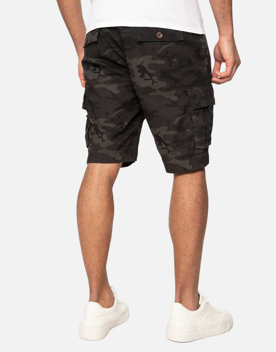 camo print buttane cotton camo shorts