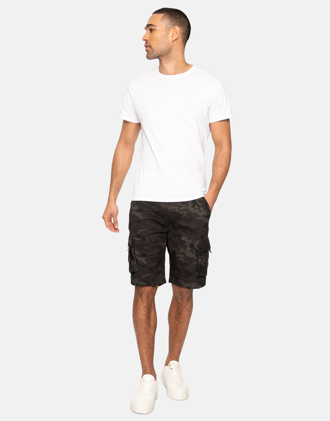 camo print buttane cotton camo shorts