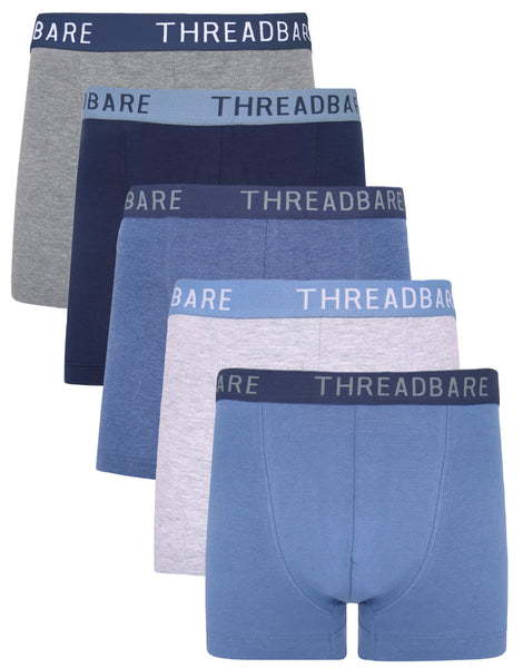 Men's Blue Mix Boxer Shorts (5 Pack) – Threadbare