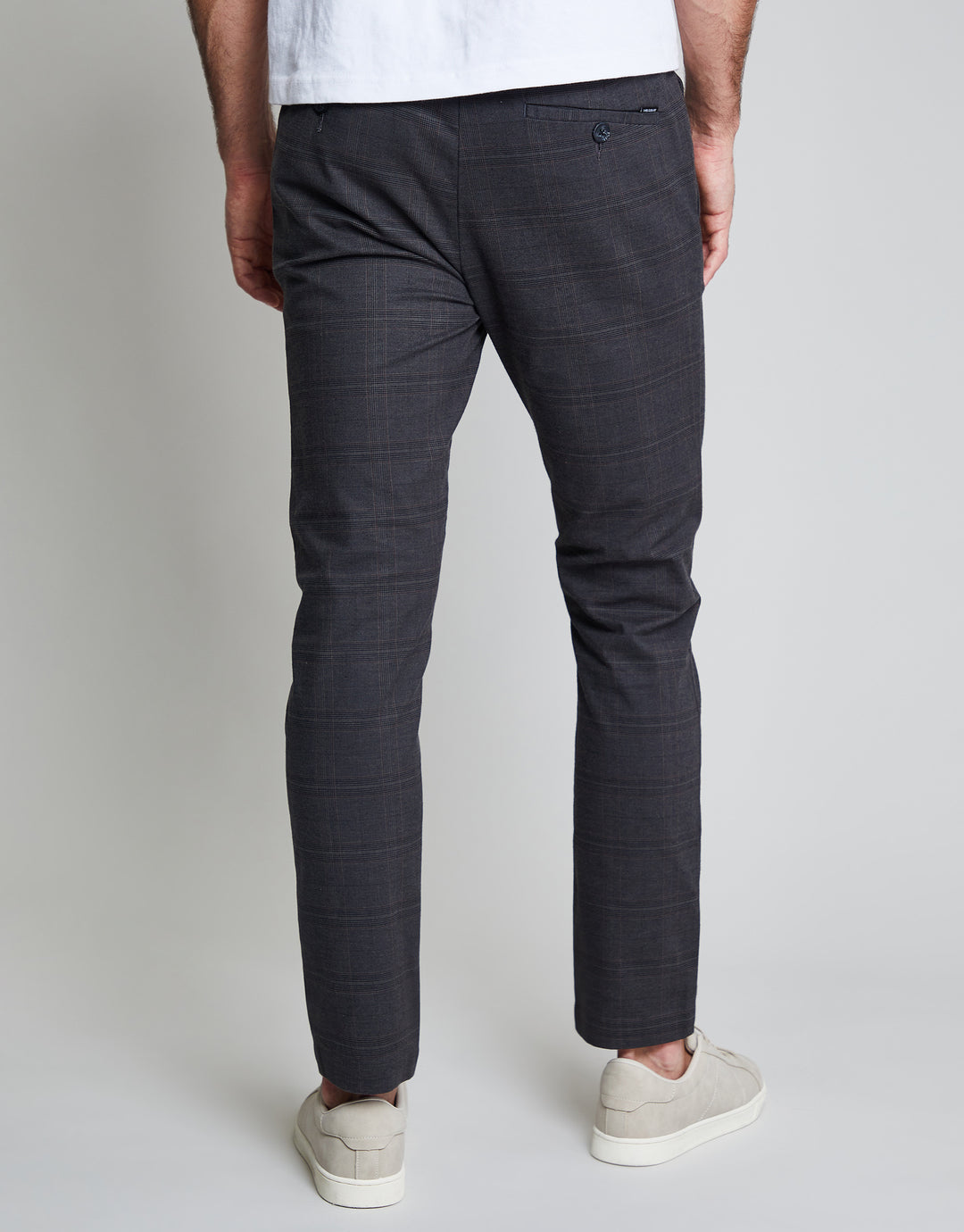 Threadbare Luxe Men's Black Check Stretch Chino Trousers