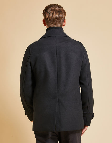 Threadbare Luxe Men's Black Double Breasted Revere Collar Tailored Coat ...